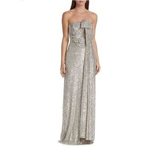 Badgley Mischka Strapless Sequin Bow Gown Size 14